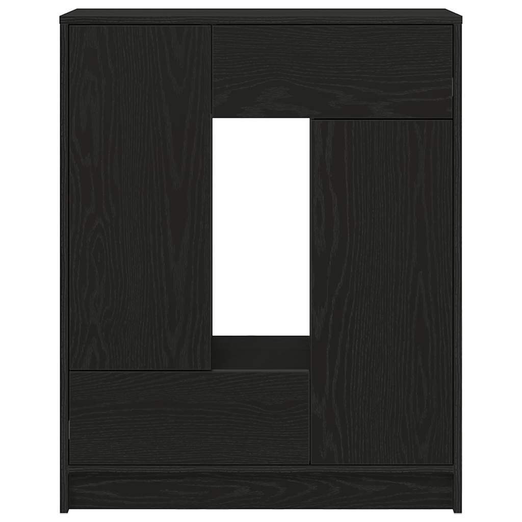 Sideboard with Drawers and Doors Black Oak 73x31x90 cm